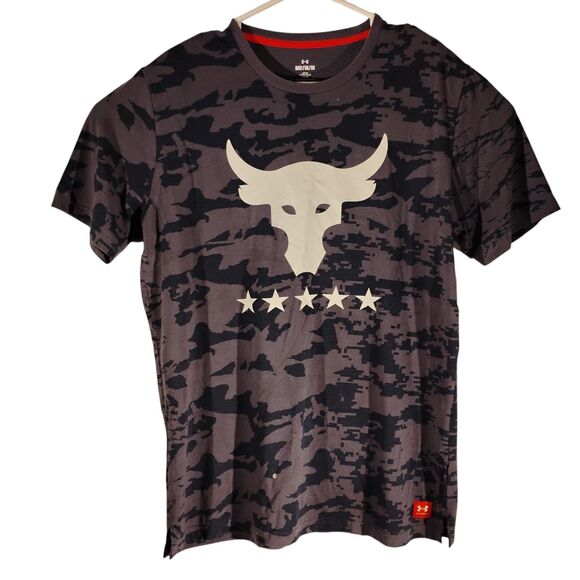 Project Rock Under Armour tshirt mens M Medium gray blue digital camo brama bull - Picture 1 of 8